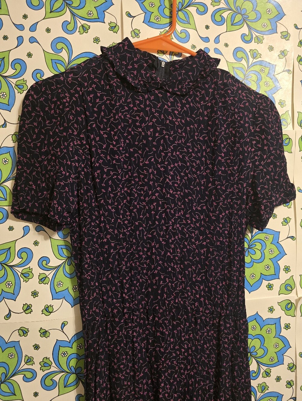 Vintage | Blue With Light Pink Floral Dress